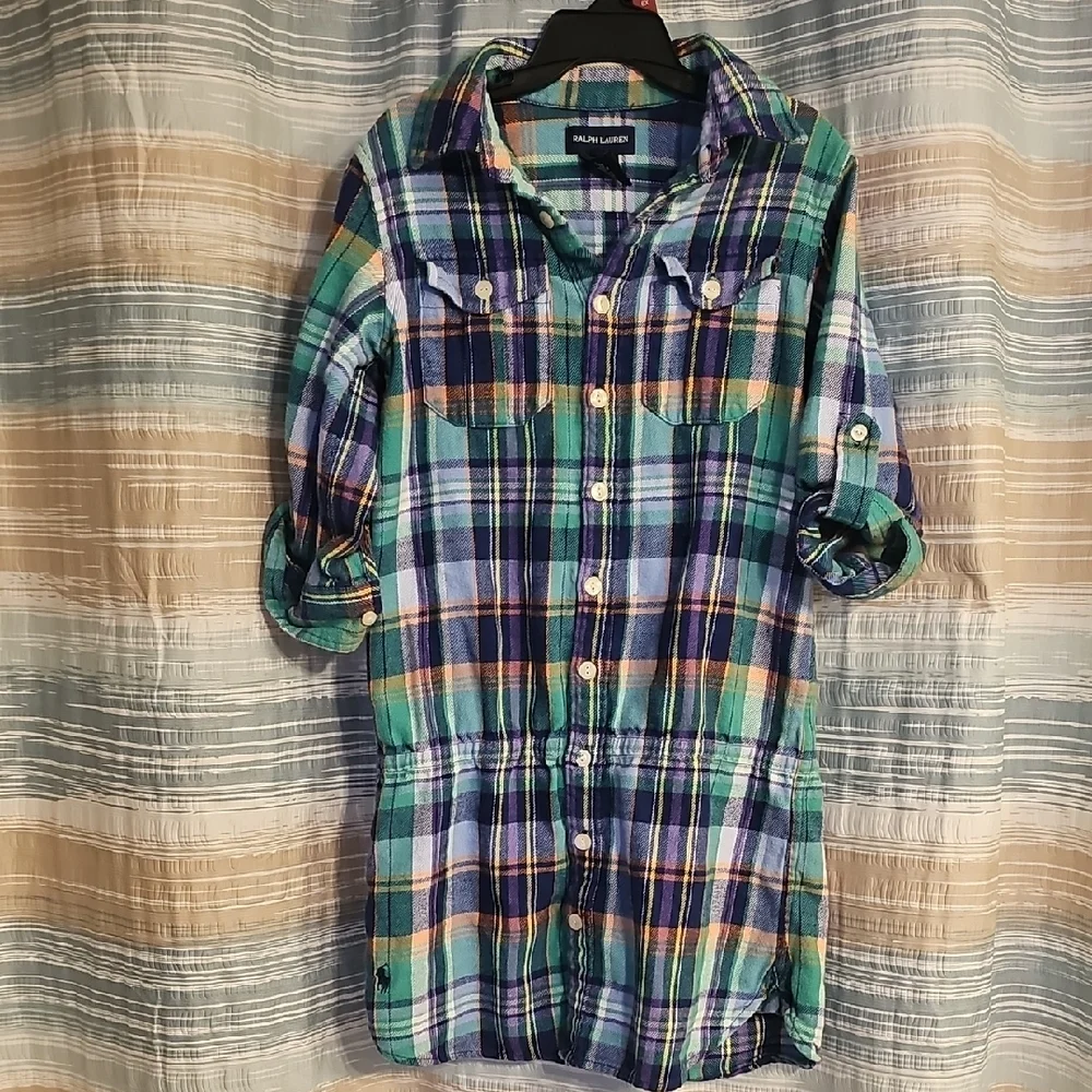 Ralph Lauren Girl's Multicolor Plaid Flannel Cotton Dress